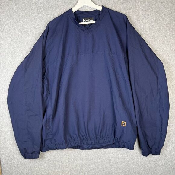 FootJoy Mens Size Large Pullover Golf Shirt Jacket Navy Blue Elastic Waistband - Picture 1 of 9